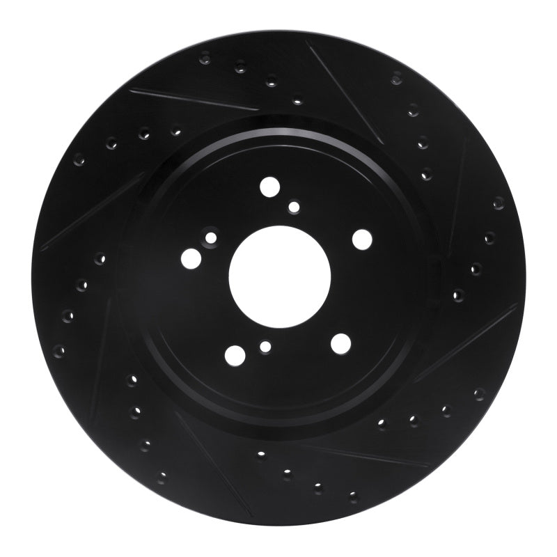 R1 14-20 Acura MDX Front Right Drilled & Slotted Black Brake Rotor