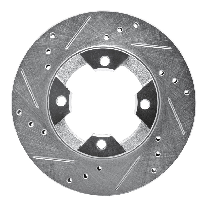 R1 82-86 Nissan STANZA Front Left Drilled & Slotted Silver Brake Rotor