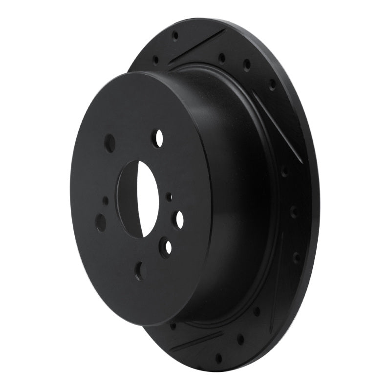 R1 04-09 Lexus RX350 Rear Left Drilled & Slotted Black Brake Rotor