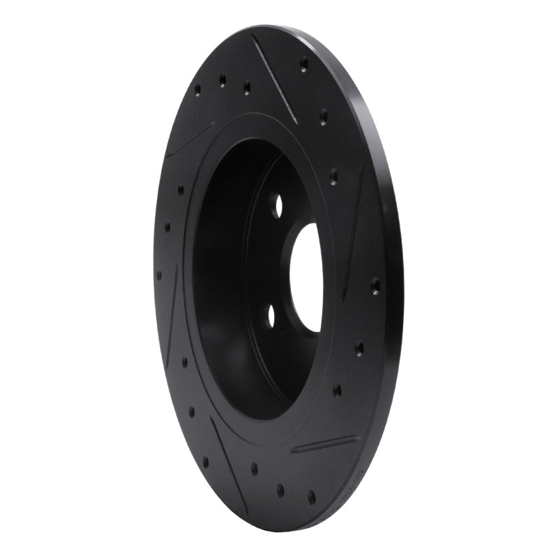 R1 11-16 Scion TC Rear Left Drilled & Slotted Black Brake Rotor