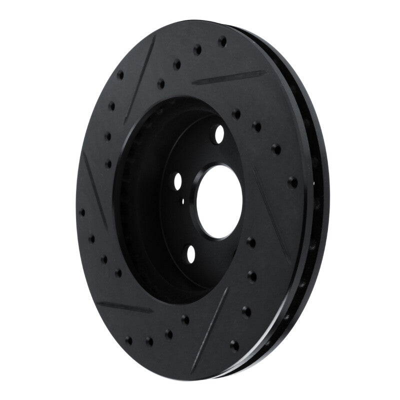 R1 87-87 Toyota Camry Front Right Drilled & Slotted Black Brake Rotor
