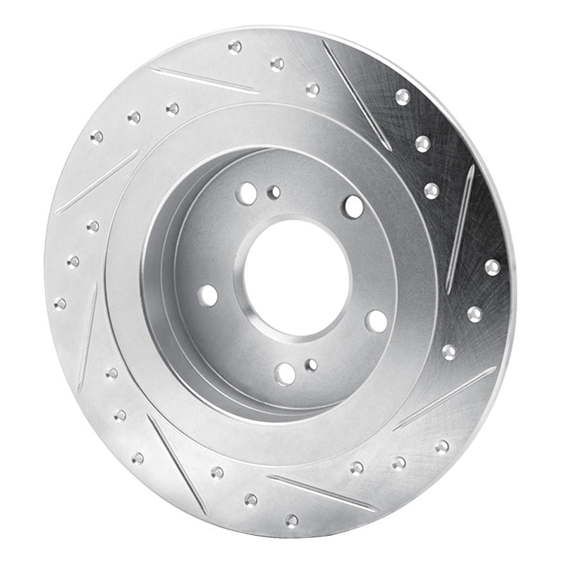 R1 84-88 Nissan 300ZX Turbo Rear Left Drilled & Slotted Silver Brake Rotor