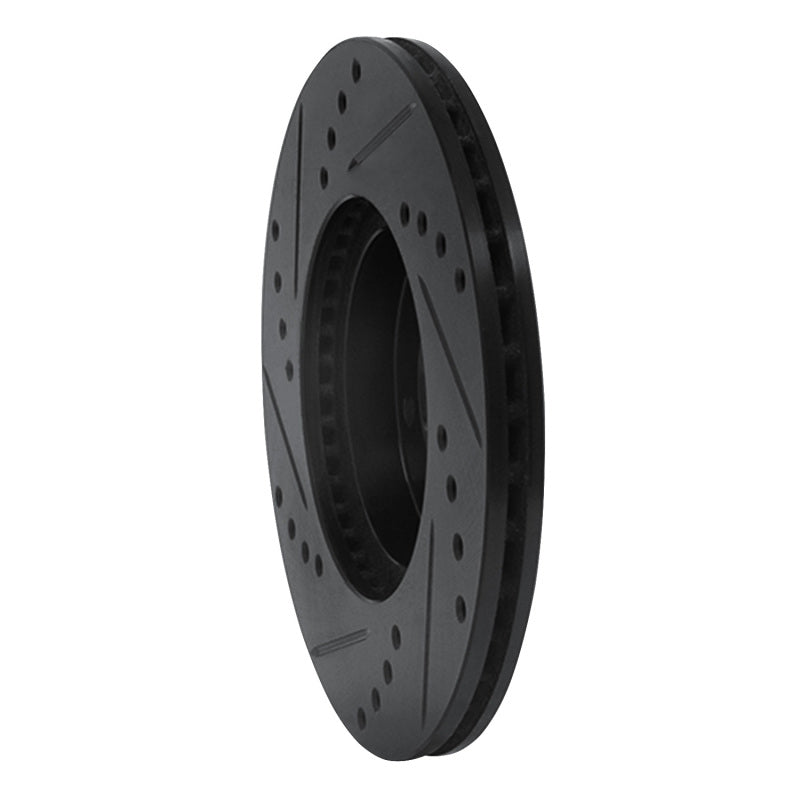 R1 84-87 Toyota Corolla (US/Canada) Front Right Drilled & Slotted Black Brake Rotor