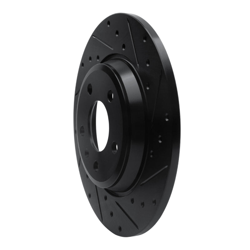R1 09-25 Audi A4 Rear Right Drilled & Slotted Black Brake Rotor