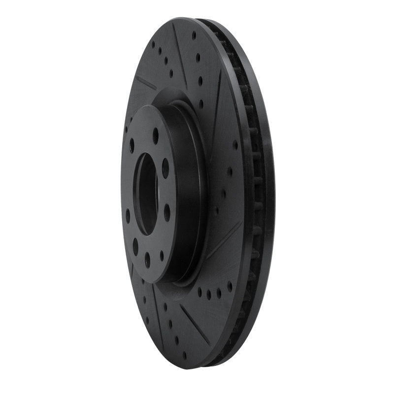 R1 04-08 Mazda RX-8 Front Right Drilled & Slotted Black Brake Rotor