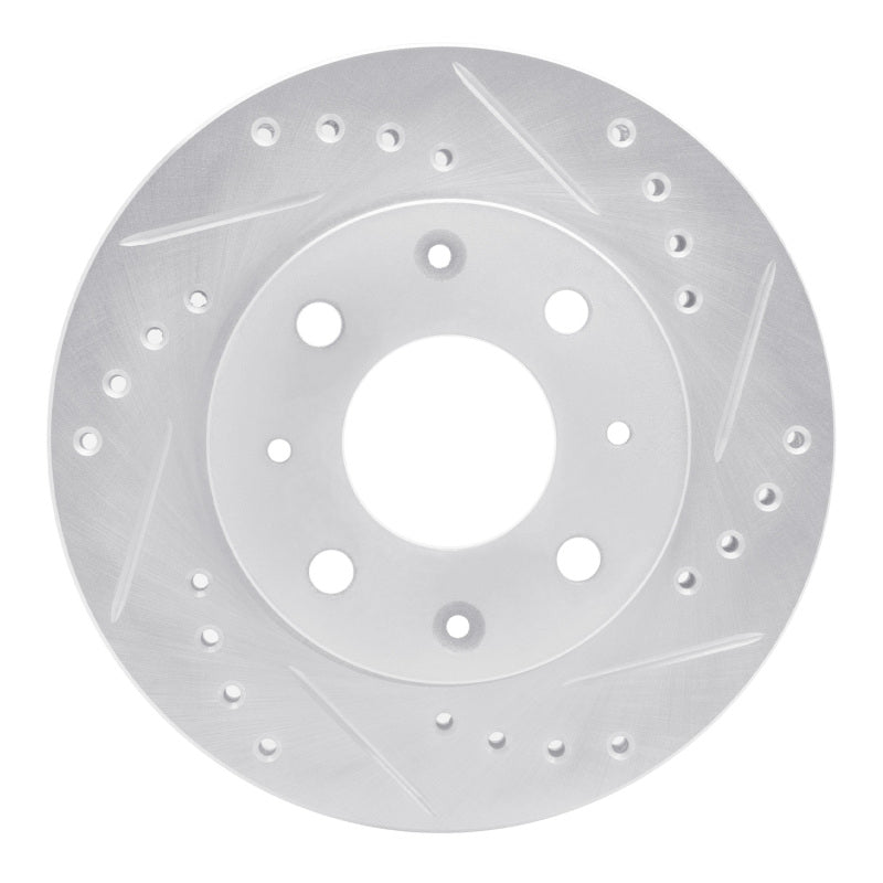 R1 82-83 Honda Civic Hatchback Front Right Drilled & Slotted Silver Brake Rotor