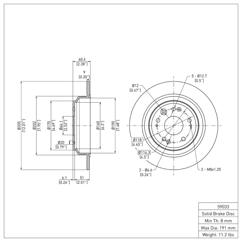 R1 10-15 Honda Accord Crosstour Rear Brake Rotor