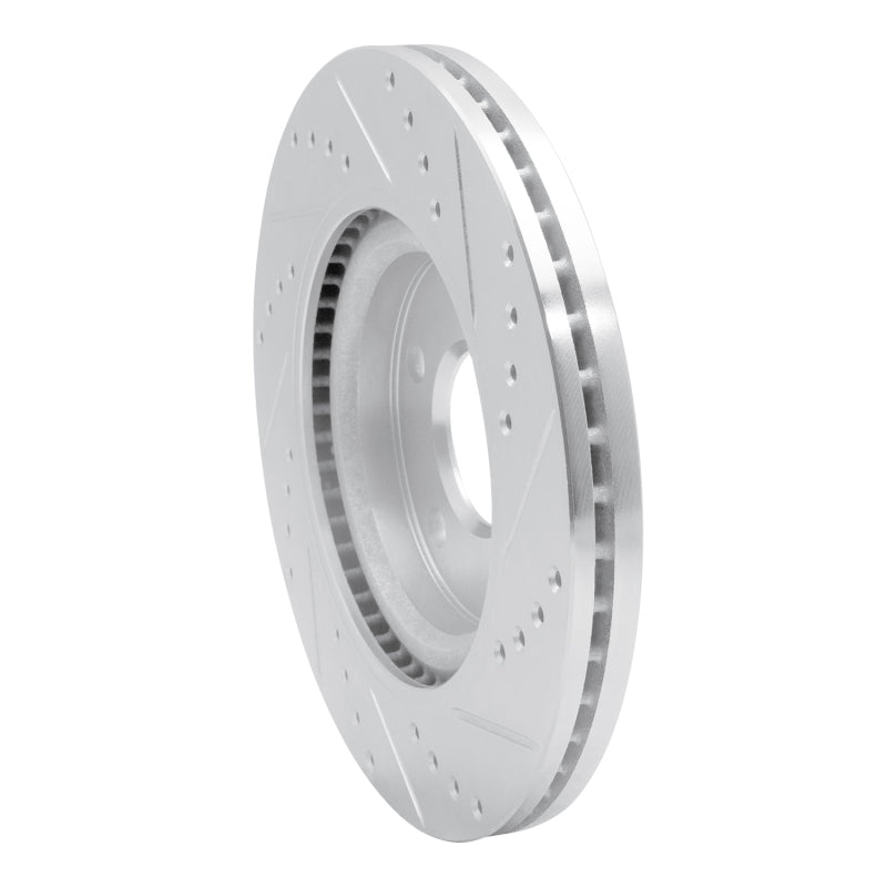 R1 11-19 Nissan SENTRA Front Left Drilled & Slotted Silver Brake Rotor