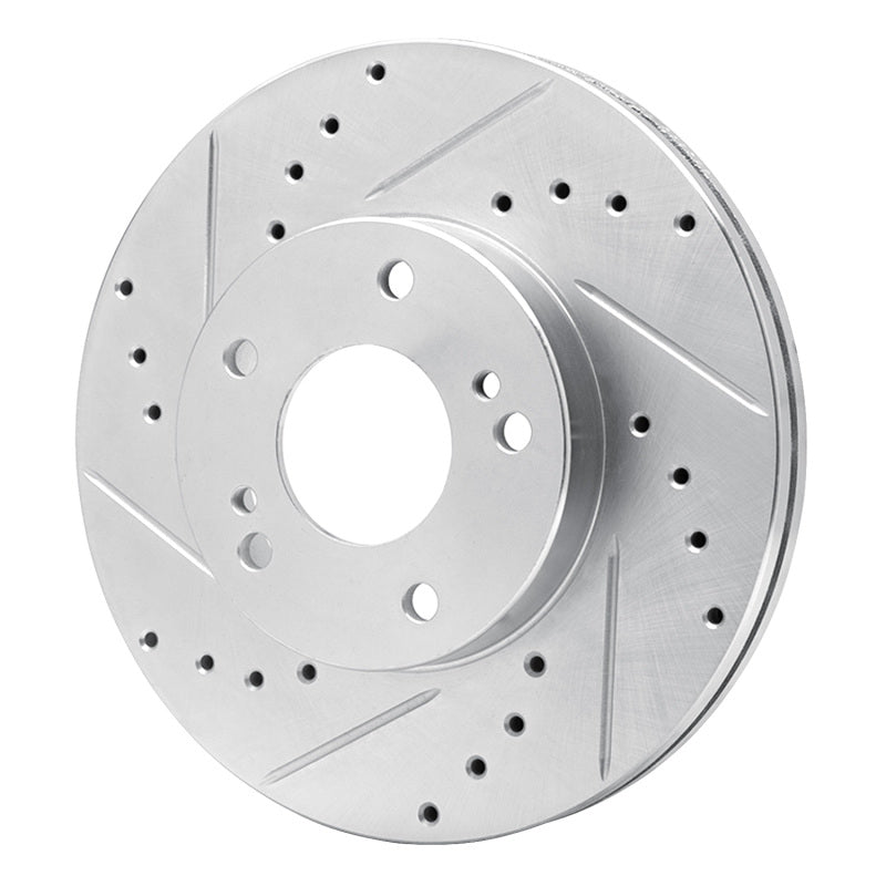 R1 89-90 Nissan 300ZX Front Left Drilled & Slotted Silver Brake Rotor