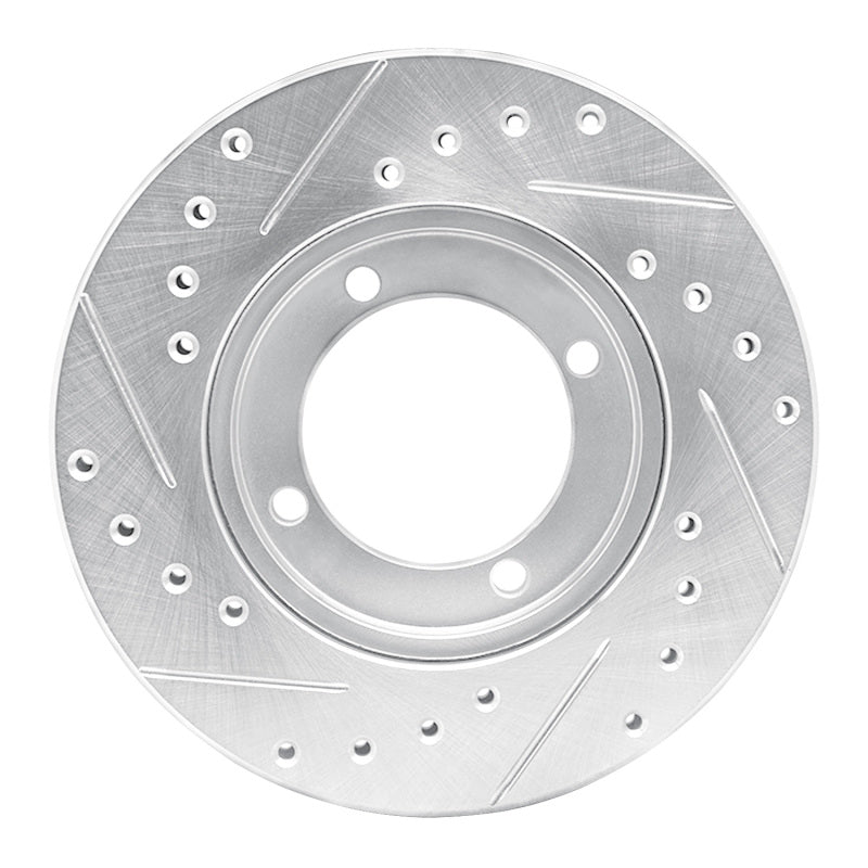 R1 91-92 Dodge COLT Front Right Drilled & Slotted Silver Brake Rotor