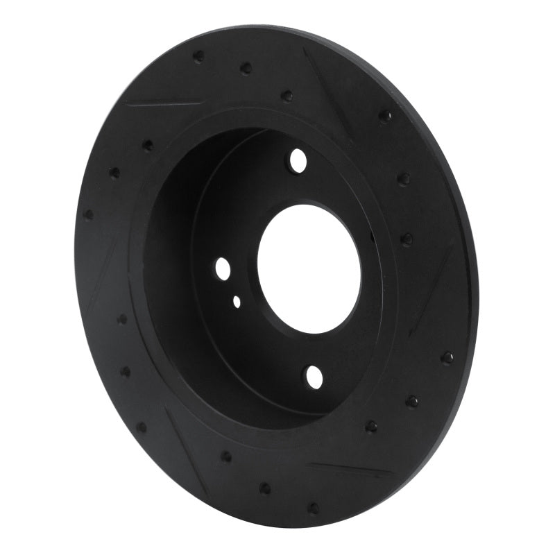 R1 89-98 Nissan 240SX Rear Left Drilled & Slotted Black Brake Rotor
