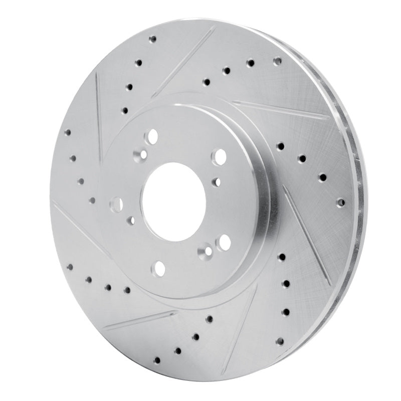 R1 99-14 Acura TSX Front Left Drilled & Slotted Silver Brake Rotor