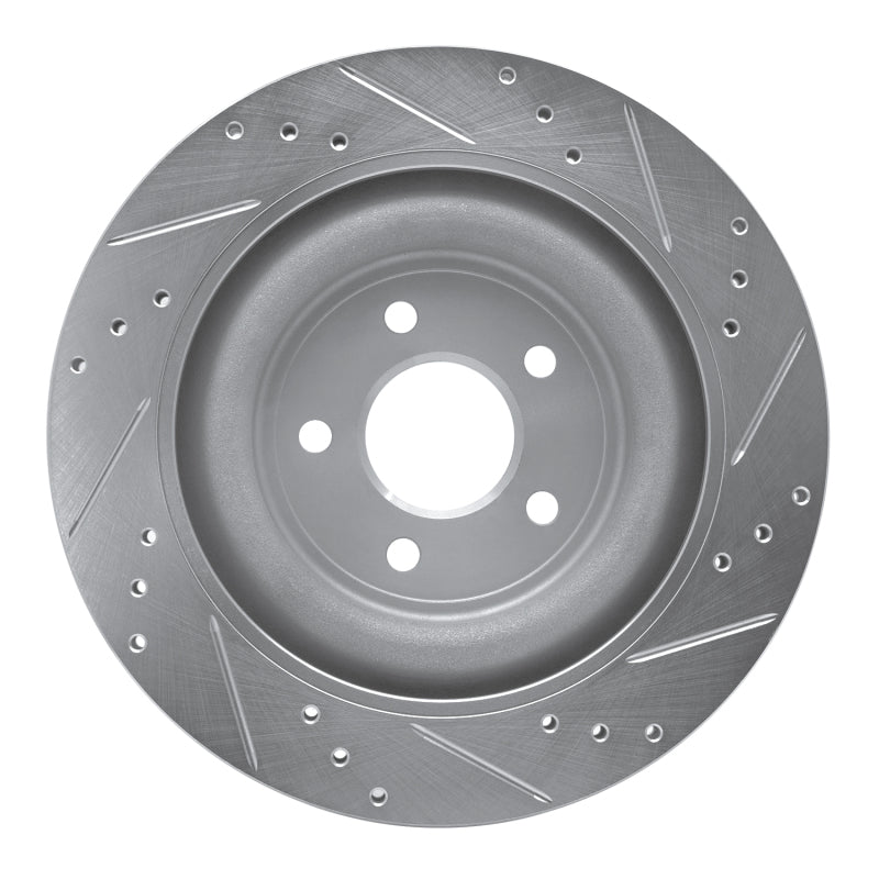 R1 2006-2015 Jaguar XJ Rear Left Drilled & Slotted Silver Brake Rotor