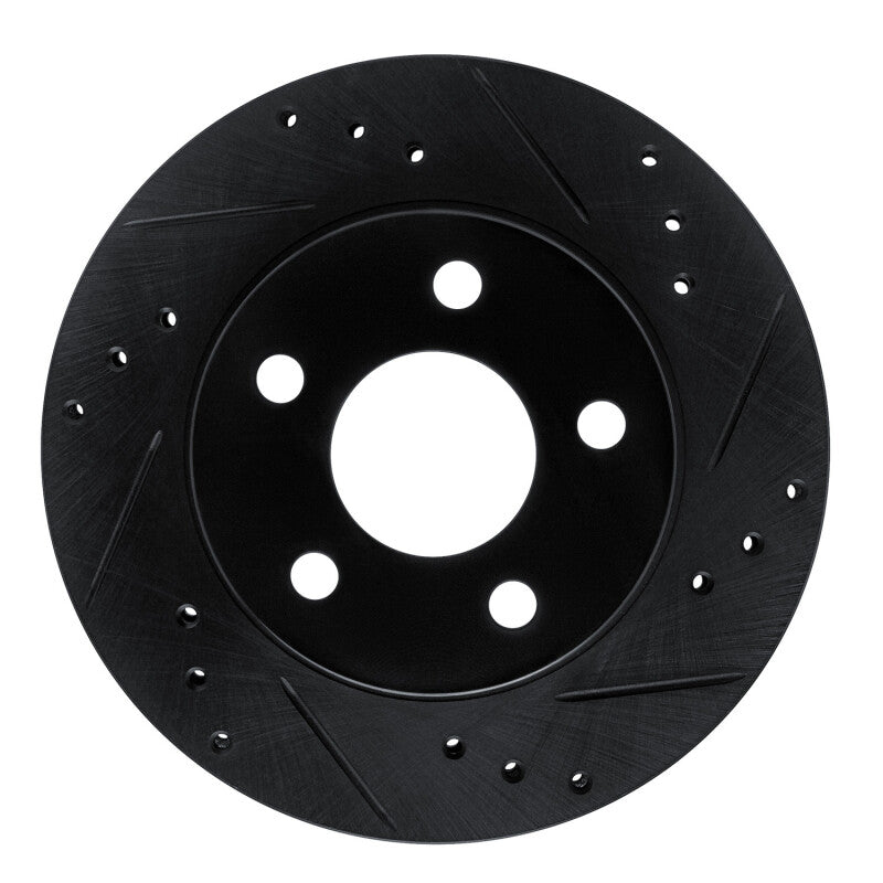 R1 86-92 Ford Thunderbird Rear Right Front Right Drilled & Slotted Black Brake Rotor