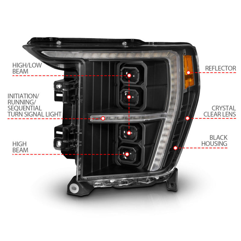 ANZO 21-23 Ford F-150 (w/Factory Halogen) Z-Series Full LED Proj Headlights - Driver Side ONLY