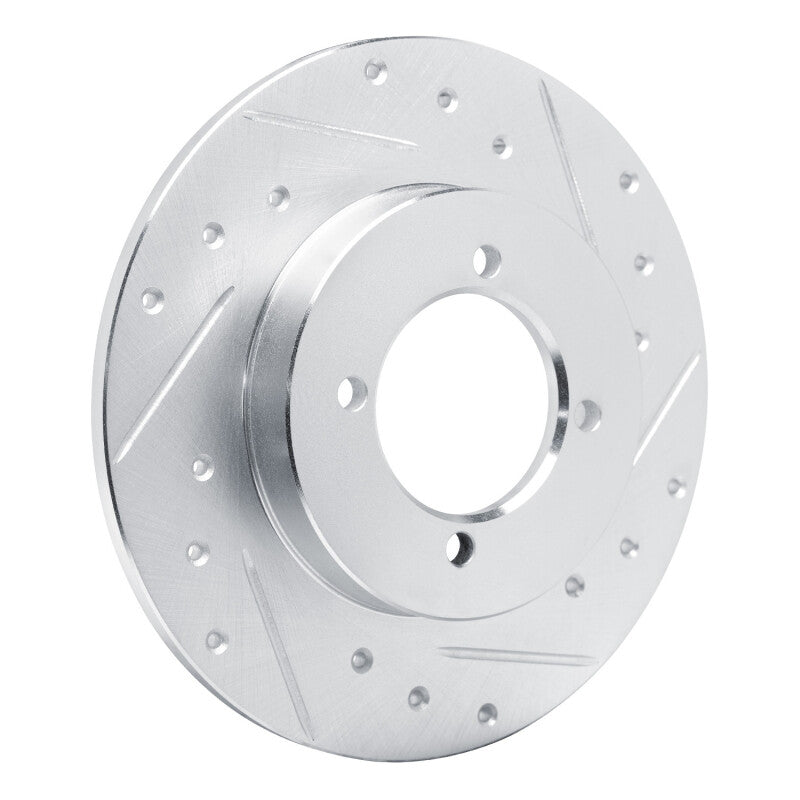 R1 75-82 Nissan 610 Front Right Drilled & Slotted Silver Brake Rotor