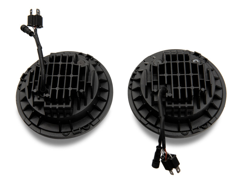 Raxiom 97-18 Jeep Wrangler TJ/JK Axial 7-Inch LED Headlights w/RGB Halo- Black Housing (Clear Lens)