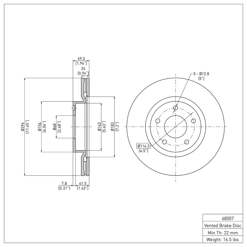 R1 03-05 Infiniti G35 Front Brake Rotor