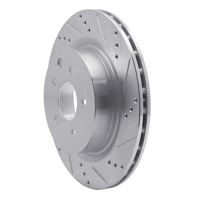 R1 03-08 Infiniti G35 Rear Right Drilled & Slotted Silver Brake Rotor