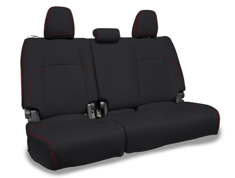 PRP 2024 Toyota Tacoma Rear Bench Covers - Black with Red Stitch