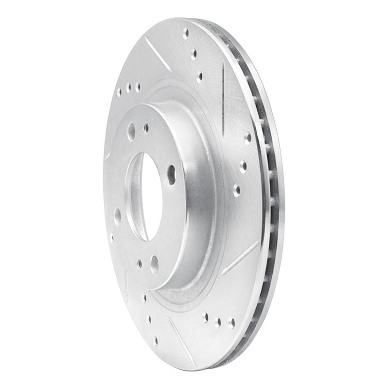 R1 12-17 Mitsubishi I-MIEV Front Right Drilled & Slotted Silver Brake Rotor