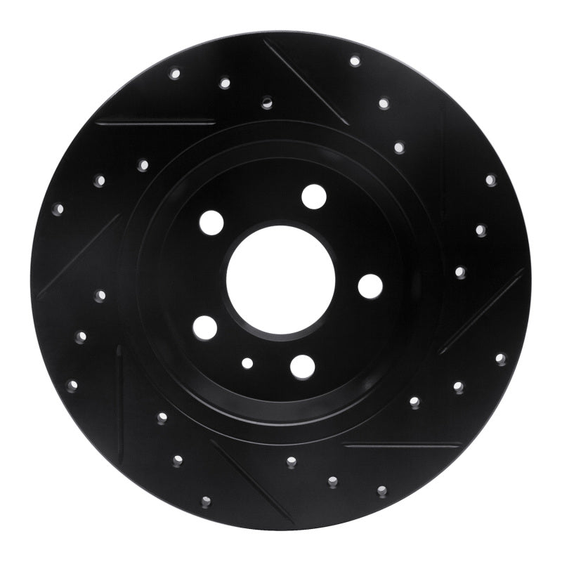 R1 09-25 Audi A4 Left Drilled & Slotted Black Brake Rotor