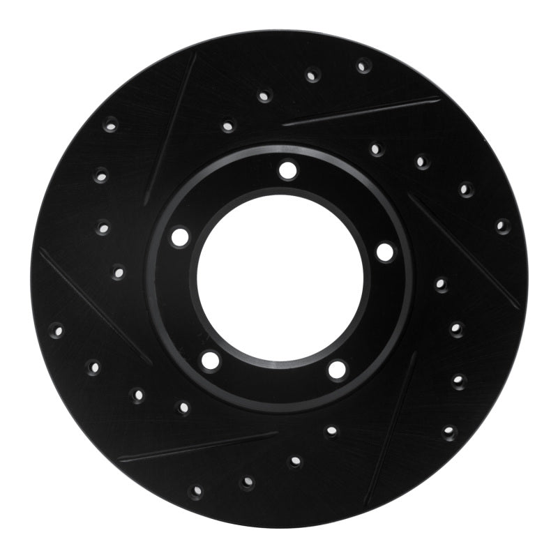 R1 85-92 Toyota Pickup Front Left Drilled & Slotted Black Brake Rotor
