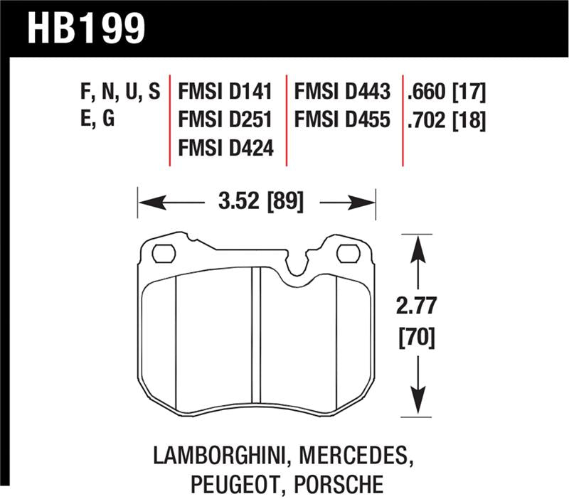 Hawk 86-89 Mercedes 560SL / 77-88 Porsche 924 / 78-81 928 / 83-89 944 HT-10 Front Race Brake Pads