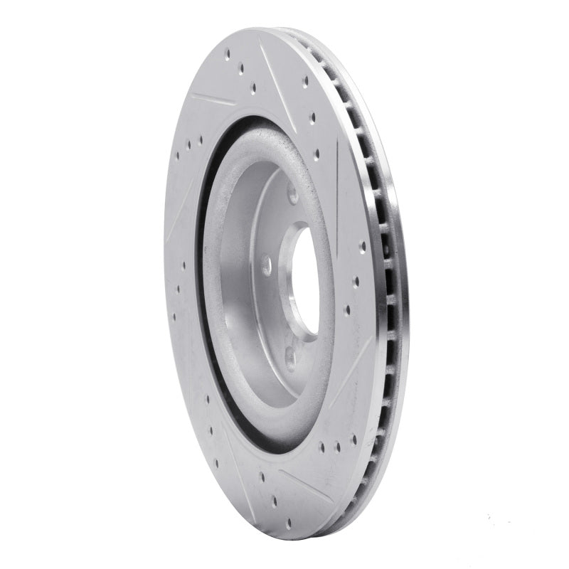 R1 06-08 Jaguar S-Type Rear Left Drilled & Slotted Silver Brake Rotor