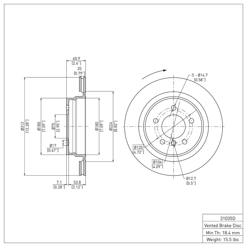 R1 95-02 BMW Z3 Right Rear Brake Rotor