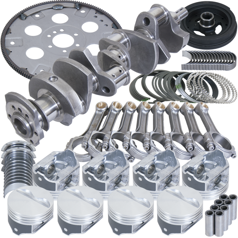 Eagle Chevy 350 1Pc 3.750in Crank 5.700in I-Beam Rods 4.000in Pistons 168 Tooth FP Balanced Assembly