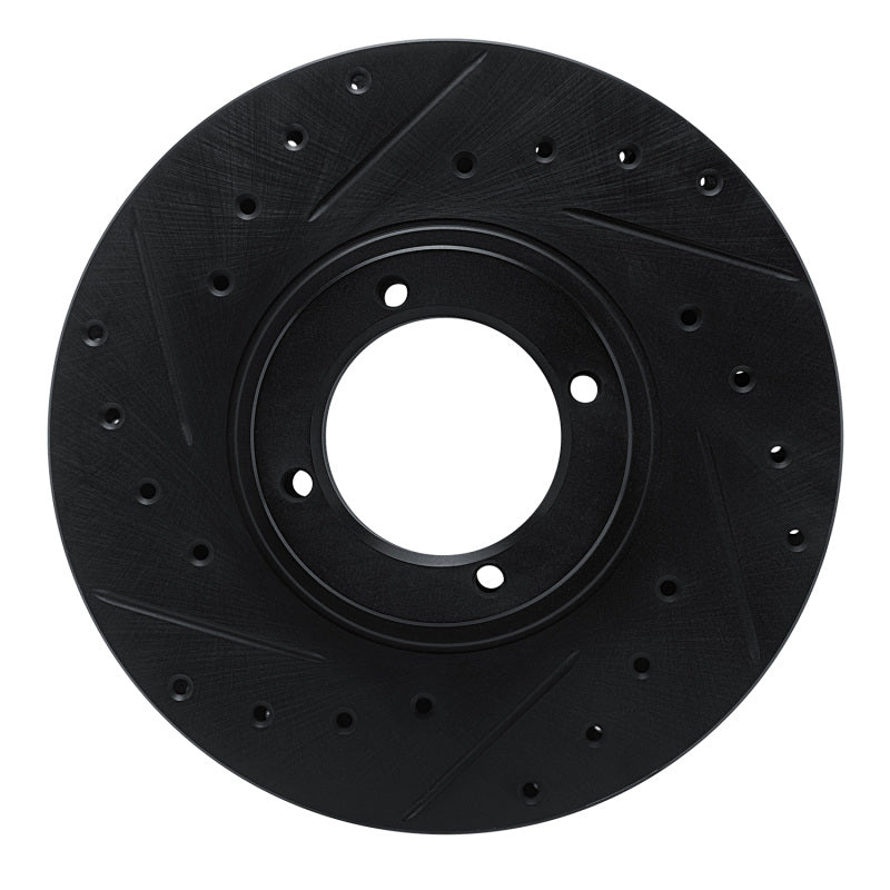 R1 84-85 Toyota Van Front Left Drilled & Slotted Black Brake Rotor