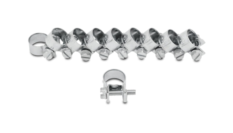 Vibrant Fuel Injector Style Mini Hose Clamps 13-15mm clamping range Pk of 10 Zinc Plated Mild Steel