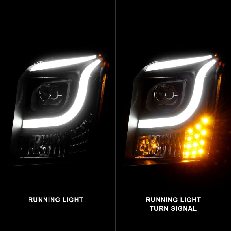 ANZO 15-17 GMC Yukon/Yukon XL Projector Headlights Black Housing/Clear Lens (w/ Light Bars)