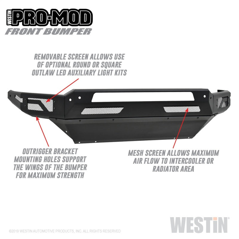 Westin 13-18 Dodge Ram 1500 / 2019 Ram 1500 Classic Pro-Mod Front Bumper - Textured Black