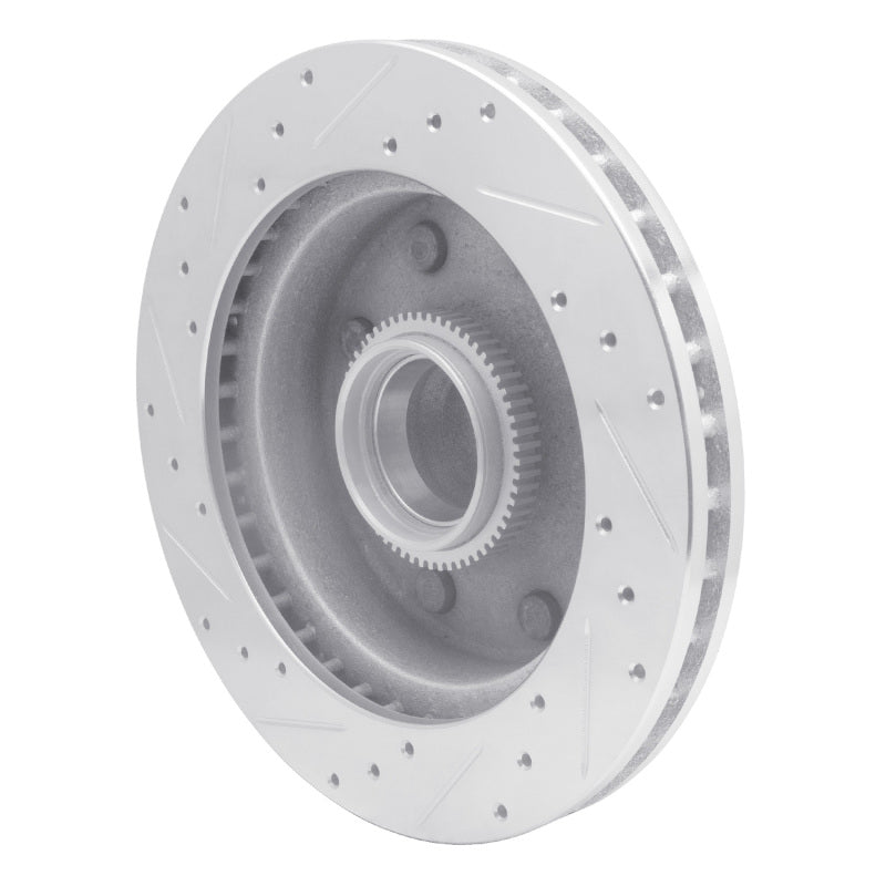 R1 98-03 Dodge B3500 / B2500 Front Right Drilled & Slotted Silver Brake Rotor