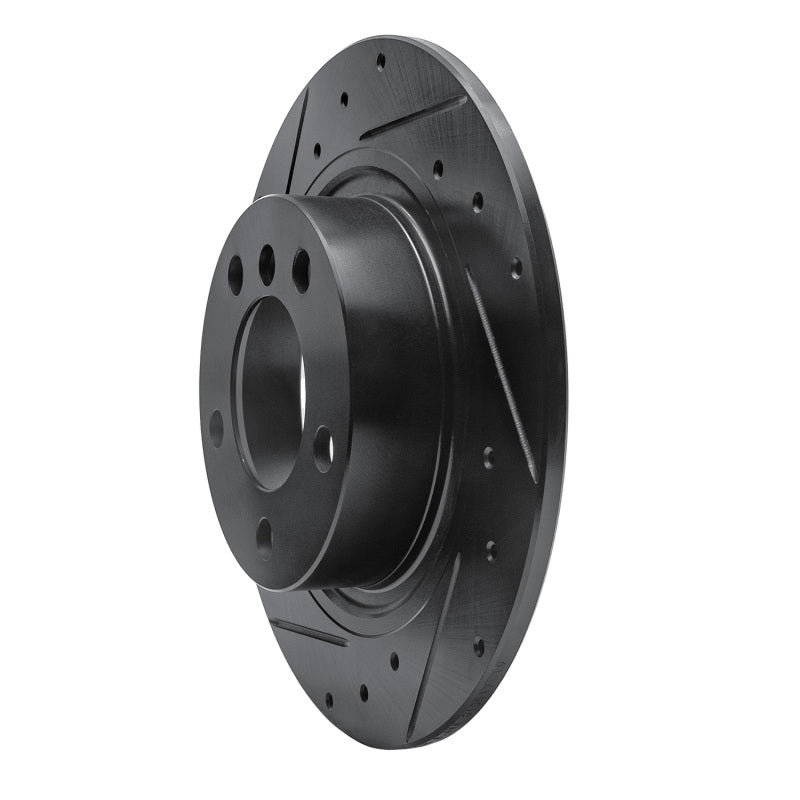 R1 2013-2016 Mini Cooper Paceman Rear Left Drilled & Slotted Black Brake Rotor