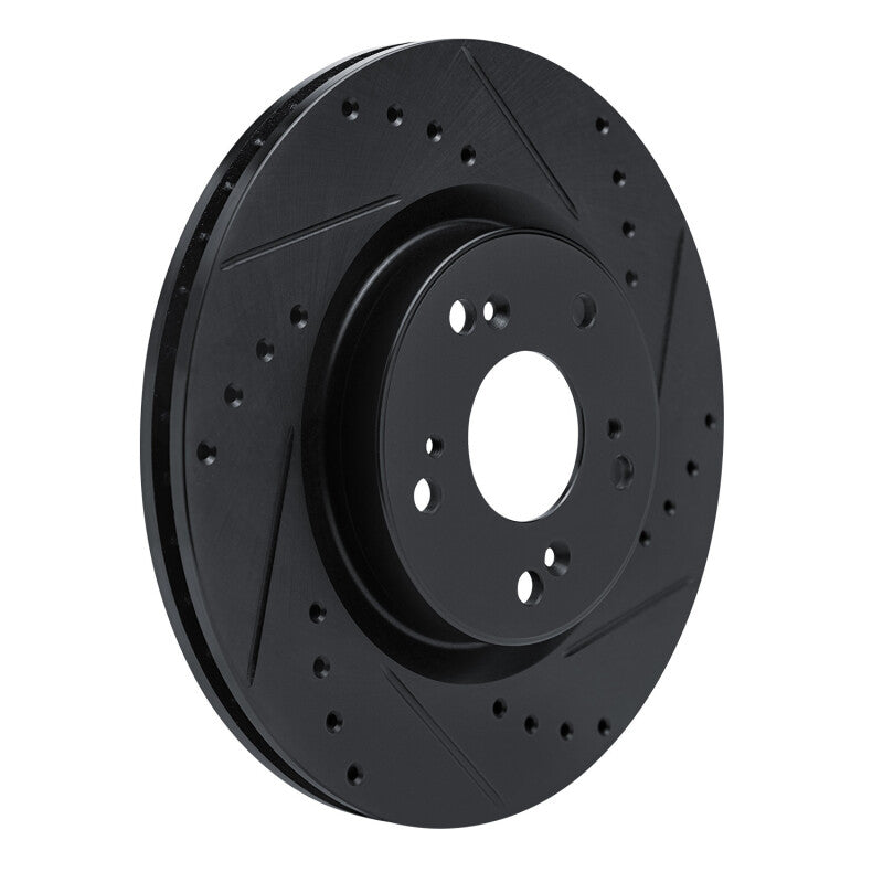 R1 12-16 Honda CR-V Front Right Drilled & Slotted Black Brake Rotor