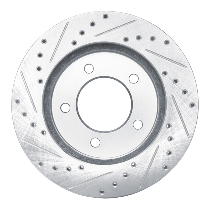 R1 97-02 Ford Expedition Front Right Drilled & Slotted Silver Brake Rotor
