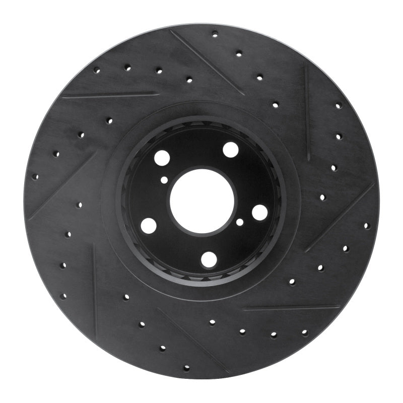 R1 07-11 Lexus GS350 Left Front Drilled & Slotted Black Brake Rotor