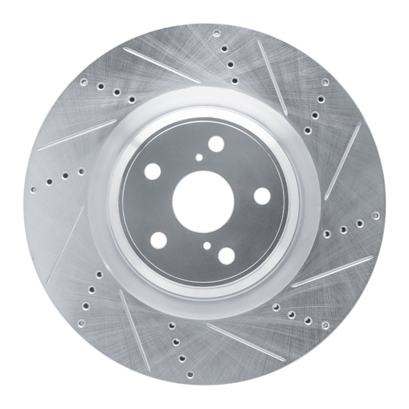 DFC 10-17 Lexus LS460 Right Front Drilled & Slotted Silver Brake Rotor