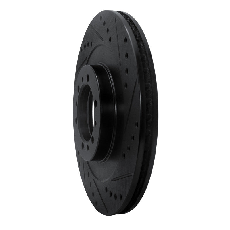 R1 98-04 Mitsubishi Montero Front Right Drilled & Slotted Black Brake Rotor