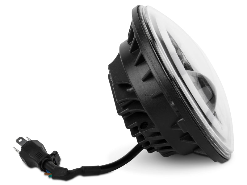 Raxiom 97-18 Jeep Wrangler TJ/JK Axial Halo Headlights w/ DRL Amber Signals- Black Hsng (Clear Lens)