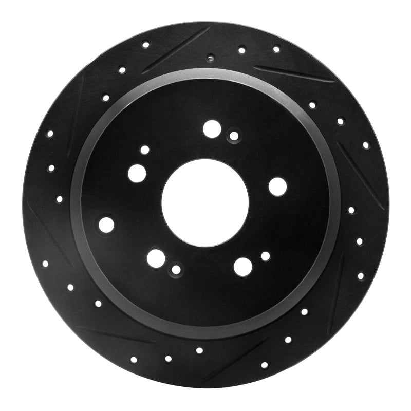 R1 05-10 Honda Odyssey Rear Left Drilled & Slotted Black Brake Rotor