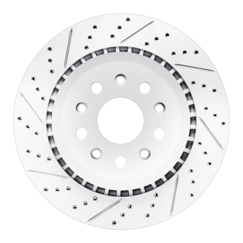 R1 20-25 Jeep Wrangler Rear Left Drilled & Slotted Geo-Carbon Rotor