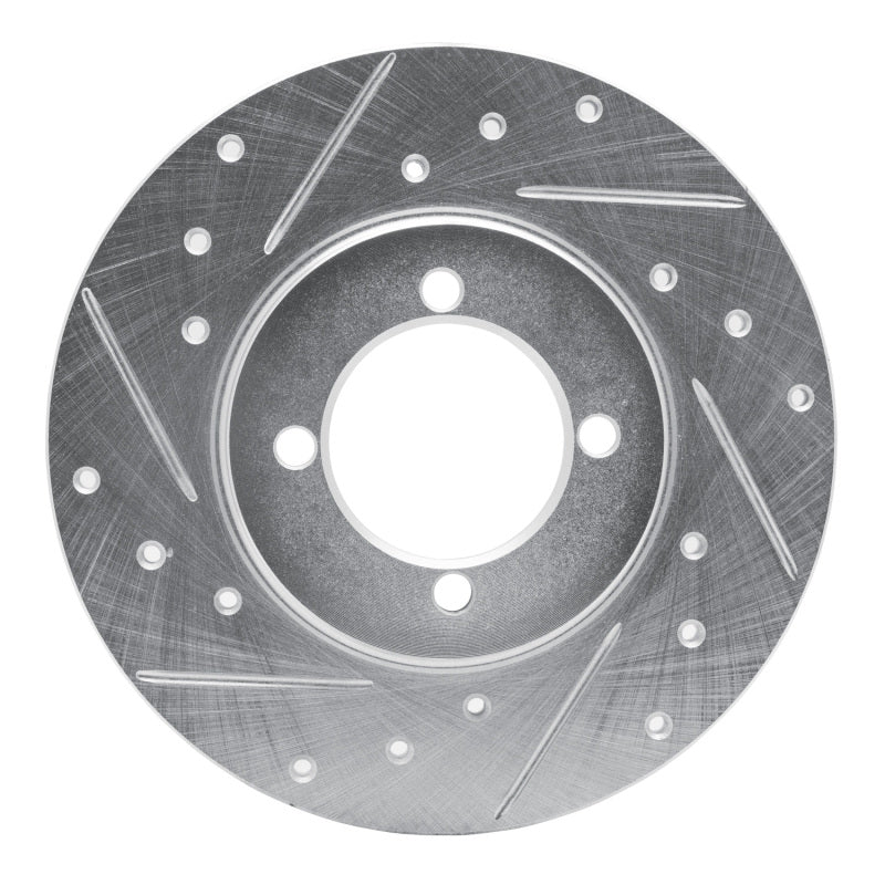 R1 74-87 Dodge COLT Front Left Drilled & Slotted Silver Brake Rotor