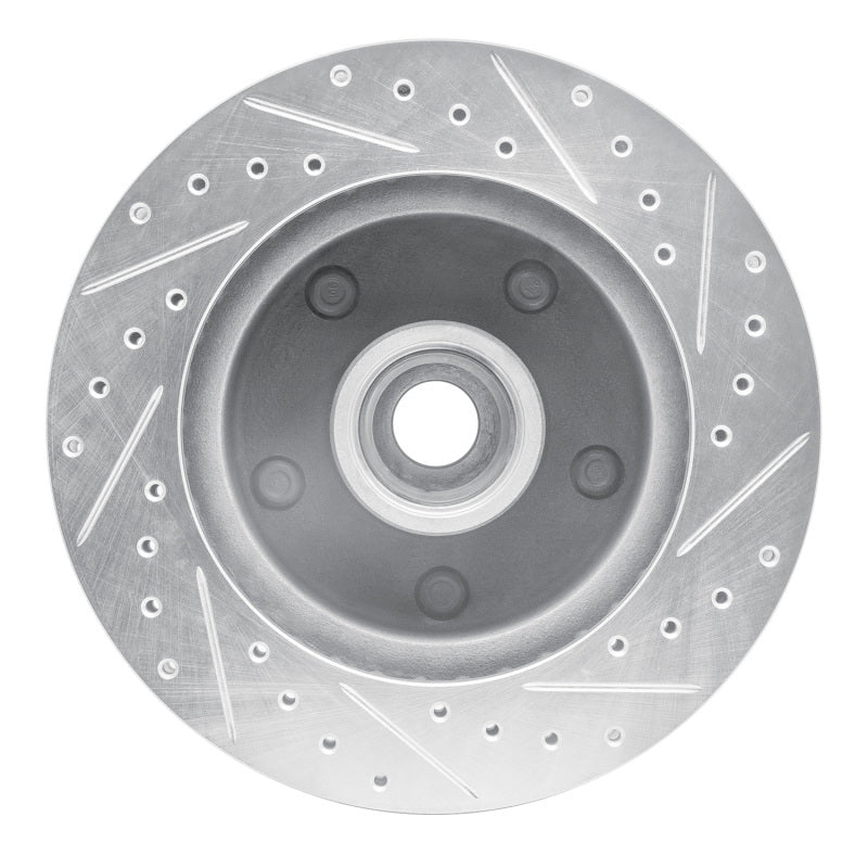 R1 85-97 Dodge B200 / B200 Van / B250 Front Left Drilled & Slotted Silver Brake Rotor