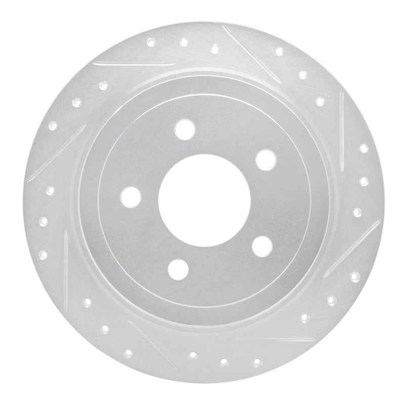 R1 03-05 Ford Explorer Sport Rear Right Drilled & Slotted Silver Brake Rotor