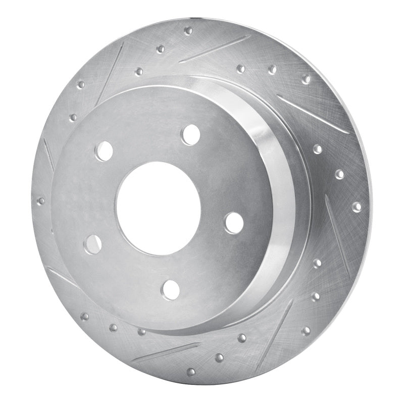 R1 99-04 Jeep Grand Cherokee Rear Left Drilled & Slotted Silver Brake Rotor