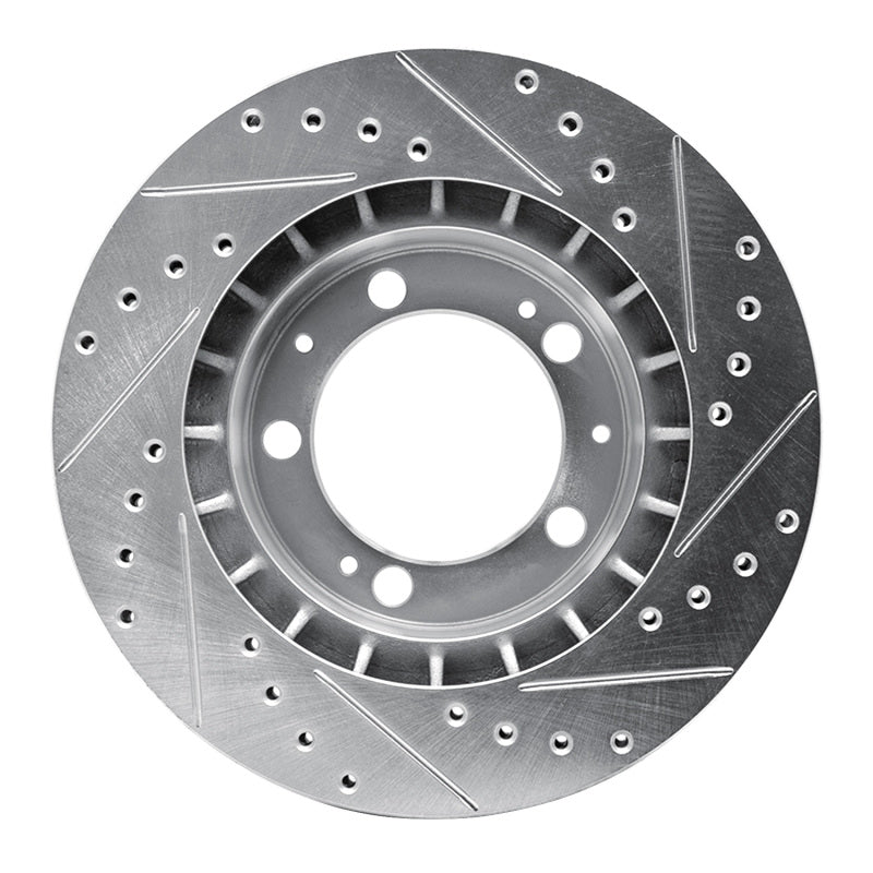 DFC 89-97 Porsche 911 Front Left Drilled & Slotted Silver Brake Rotor